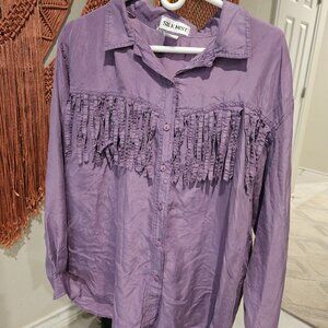 Vintage Silk Mist Purple Fringe Blouse